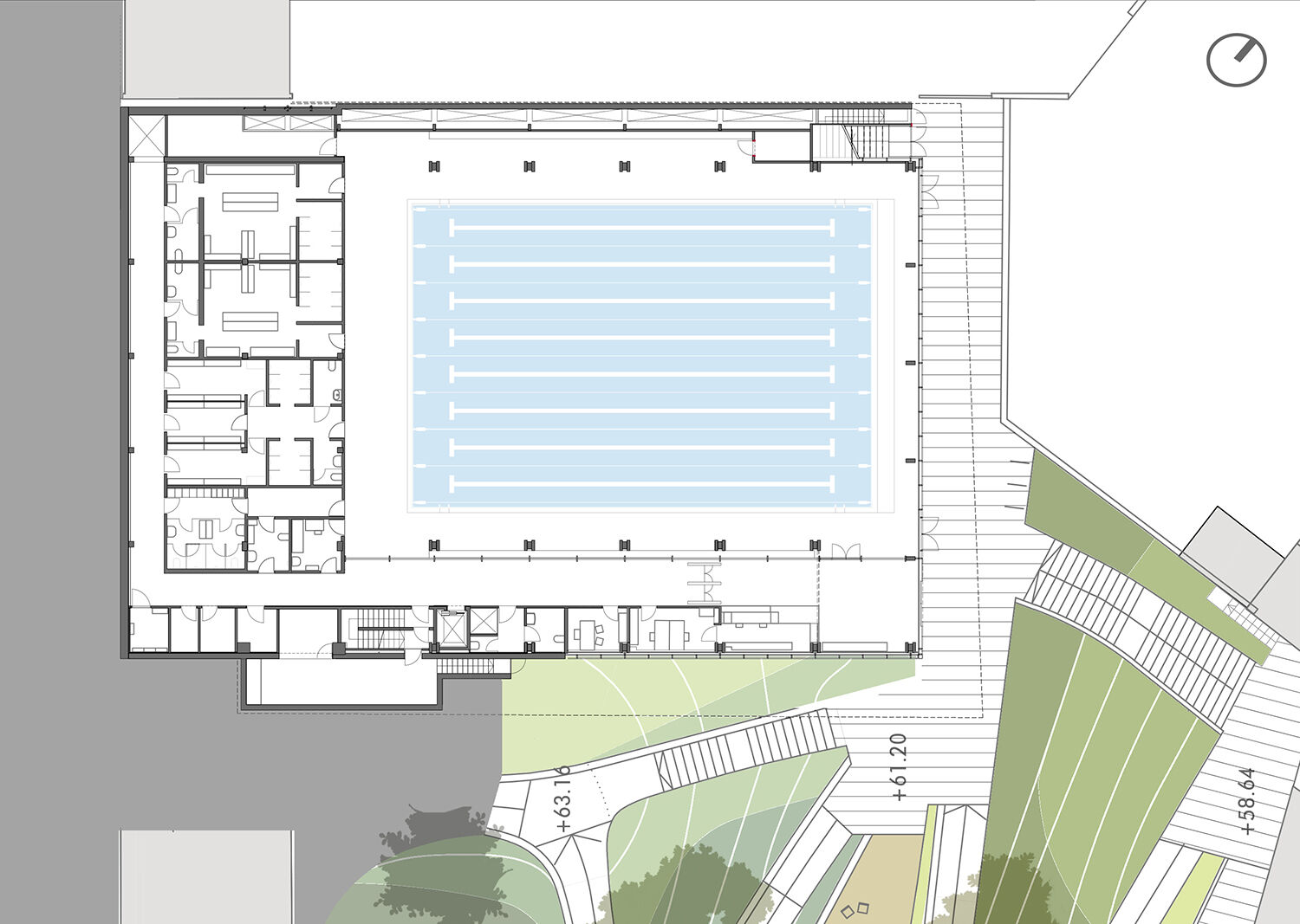 Polideportivo y ordenación interior de manzana en el Turó de la Peira